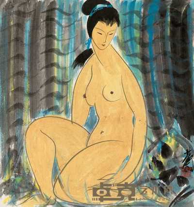 林风眠 裸女 镜心 47×42cm